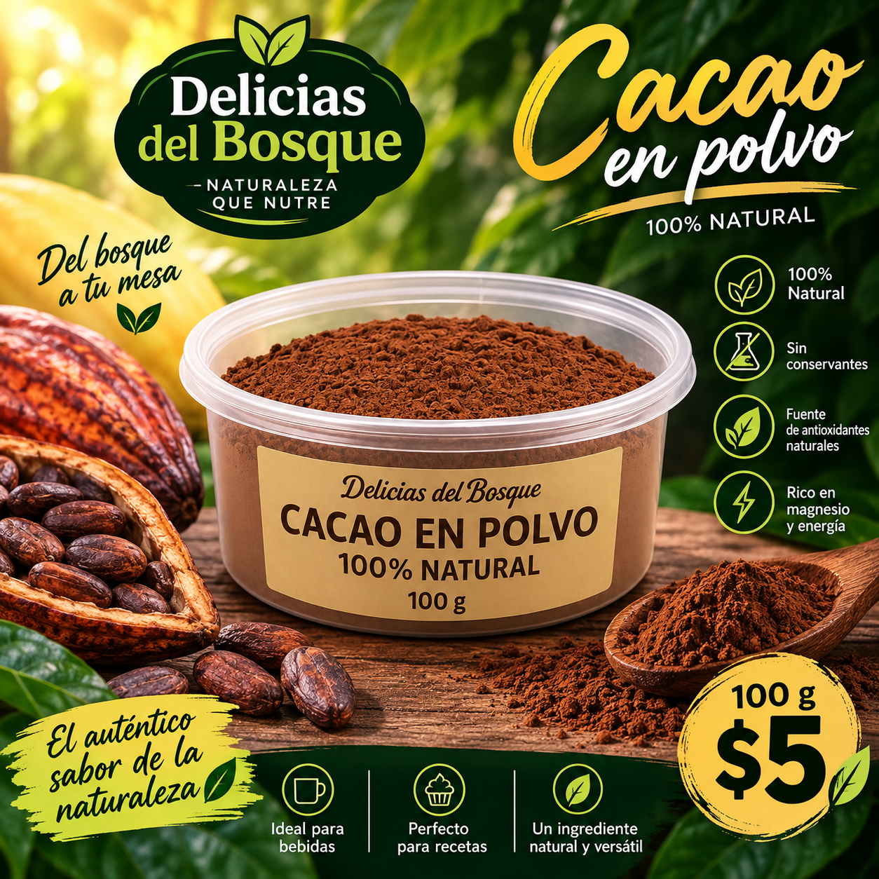 Cacao en Polvo Delicias del Bosque